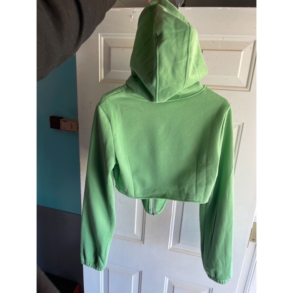 SHEIN Crop-top Full Zip Hoodie (Green) (Large) - Picture 2 of 4